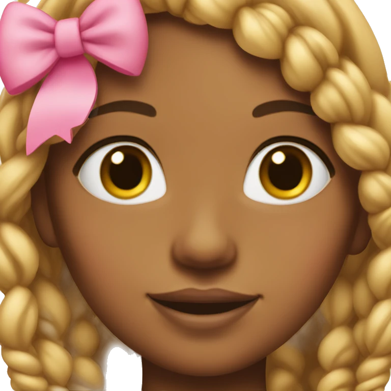 Brownskin girl with blonde and pink braids with a pink bow emoji