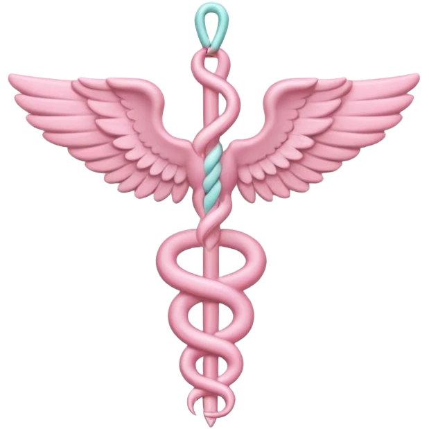 Caduceus symbol, soft pastel pink, iOS emoji style, matching the reference, variation 2 emoji