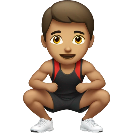 a young man doing squat (sport) emoji