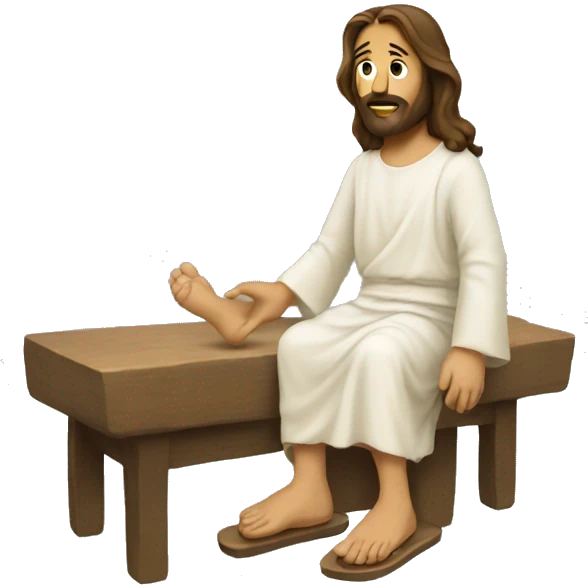 jesus with foot  emoji