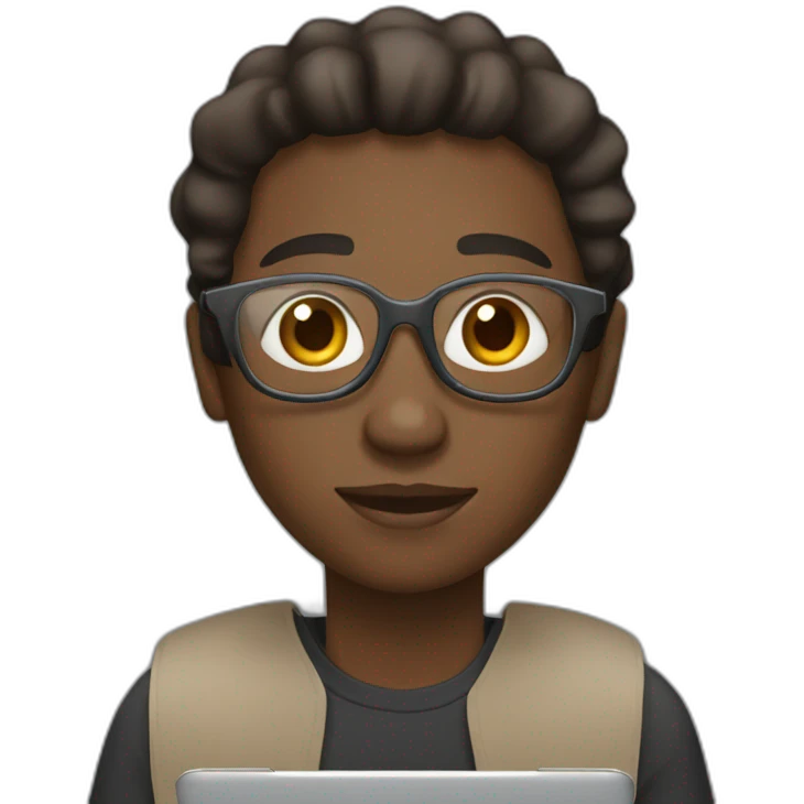 African American taking class online emoji