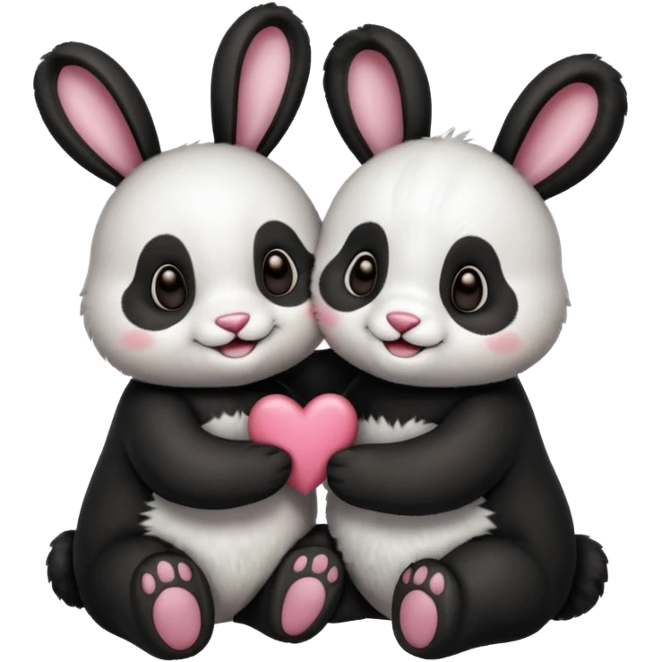 Bunny and panda in love emoji