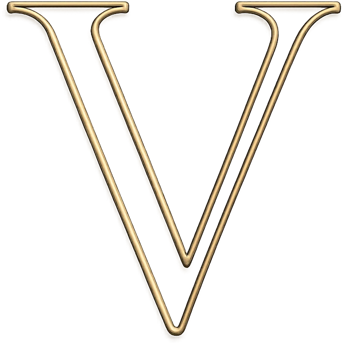 letter V with gold outline emoji