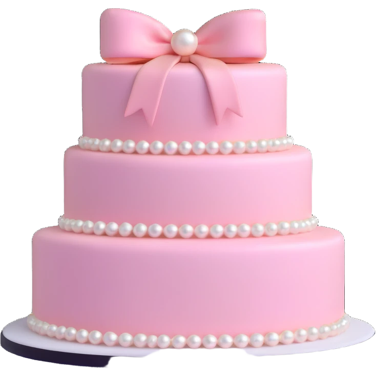 light pink cake decorated with pearls and a light pink bow on top emoji