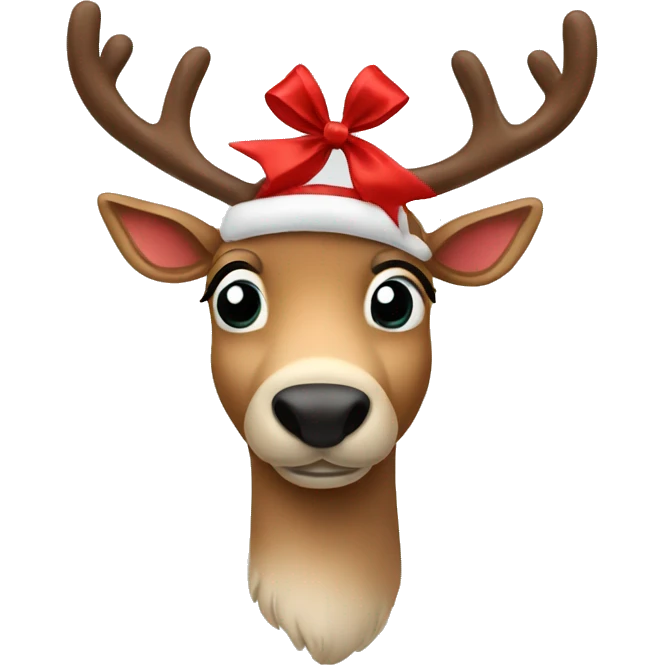 reindeer with red bow emoji