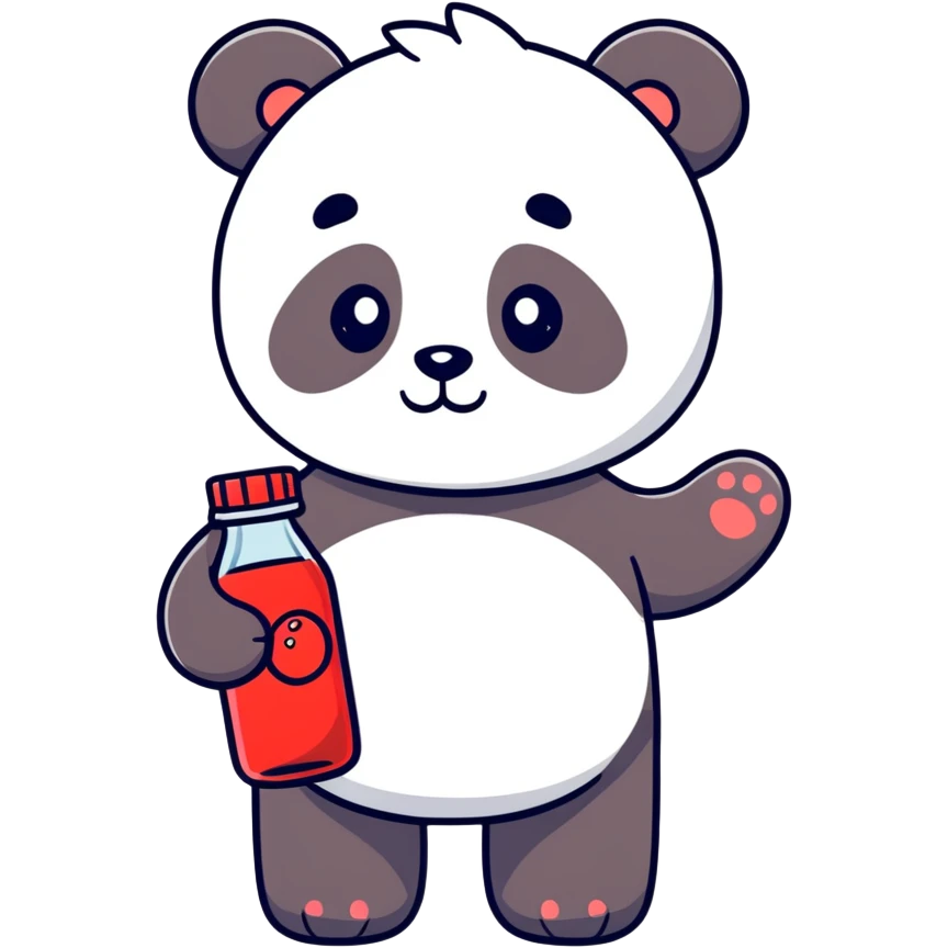 panda with red bottle emoji