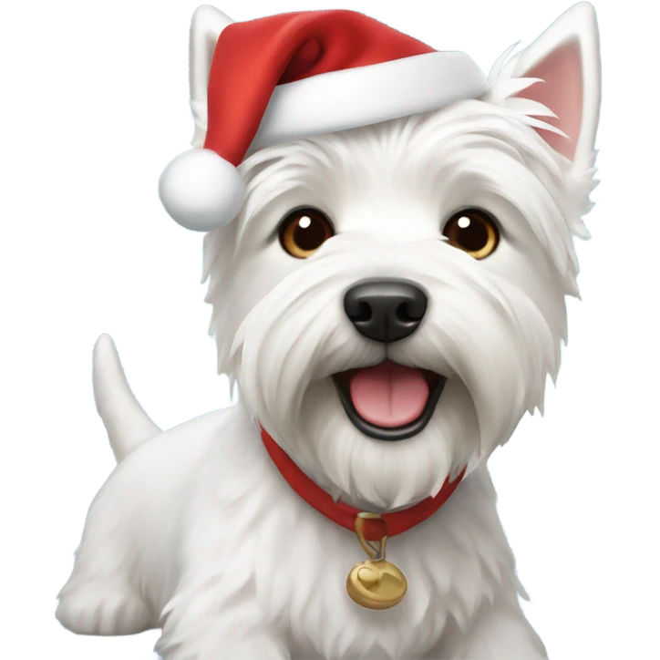 West highland Terrier with Santa hat emoji