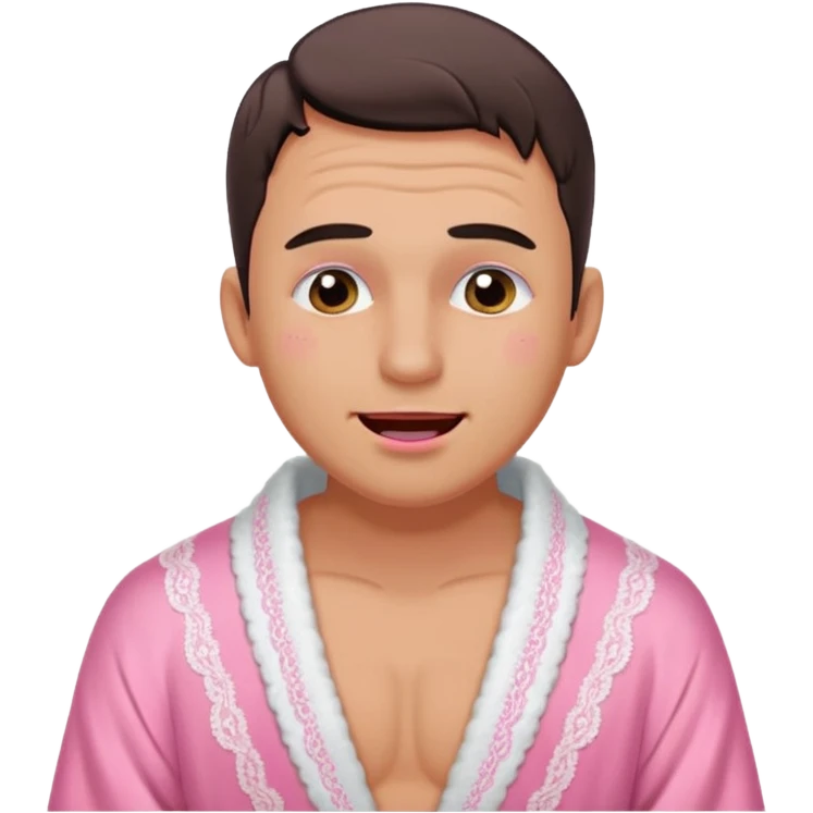 male getting sissified in lingerie by his smug wife. the wife is crying with laughter. she is doing the males makeup emoji