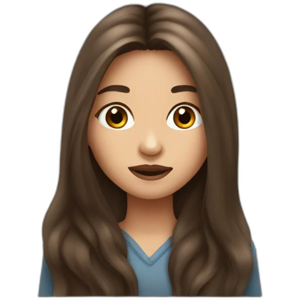girl with long brown hair and a mole above the lips emoji
