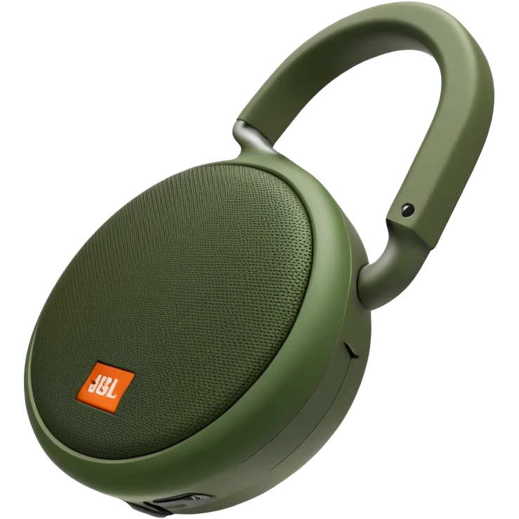 Ultra minimal JBL Clip 4 speaker with just a few green camouflage spots, iOS emoji style emoji