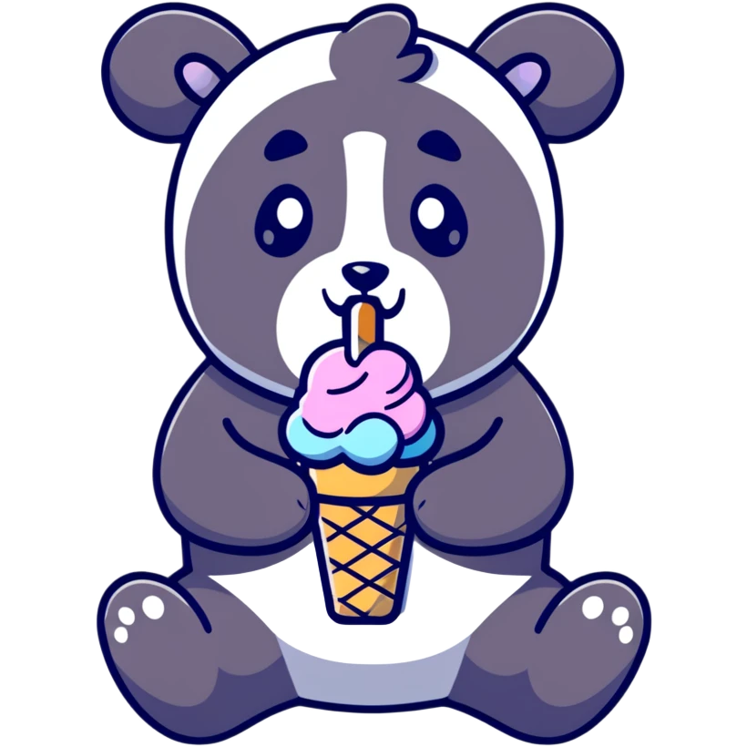 Panda eating ice cream emoji