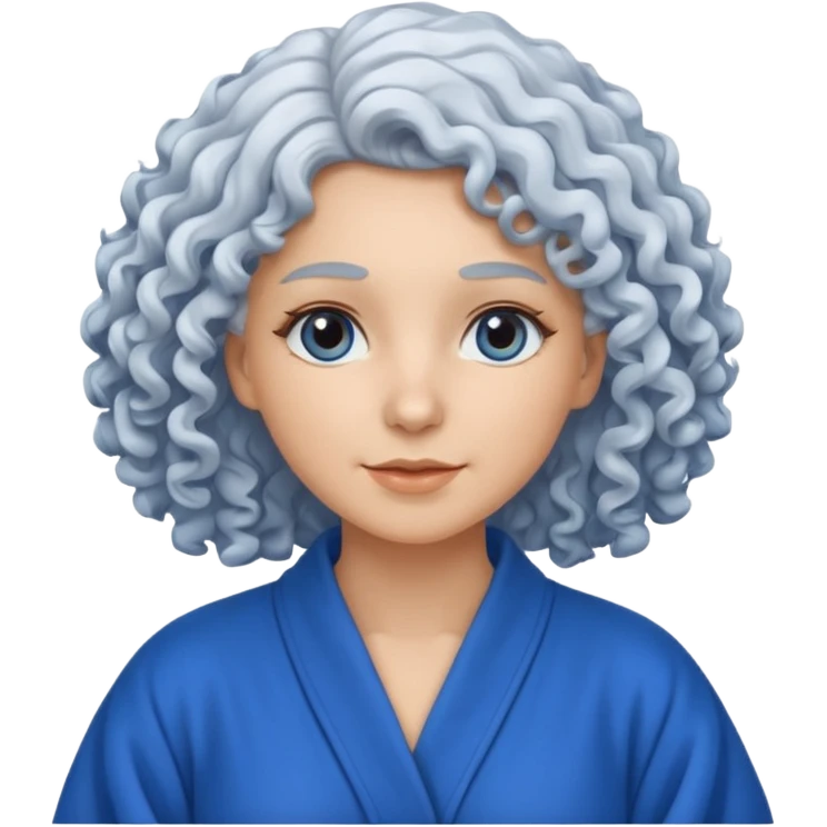  curly white haired woman in blue robe emoji