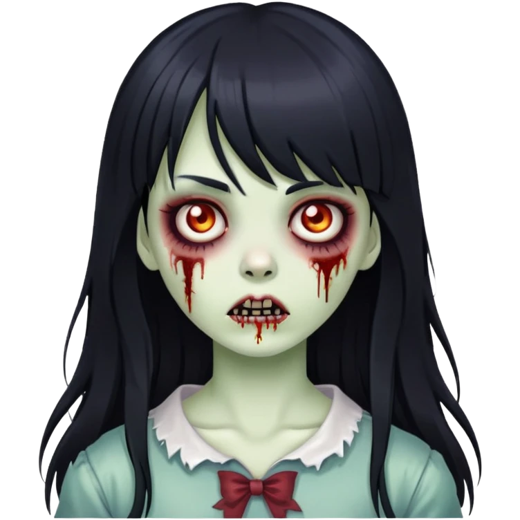 Create a emoji of a zombie girl with a long black hair and bangs  emoji