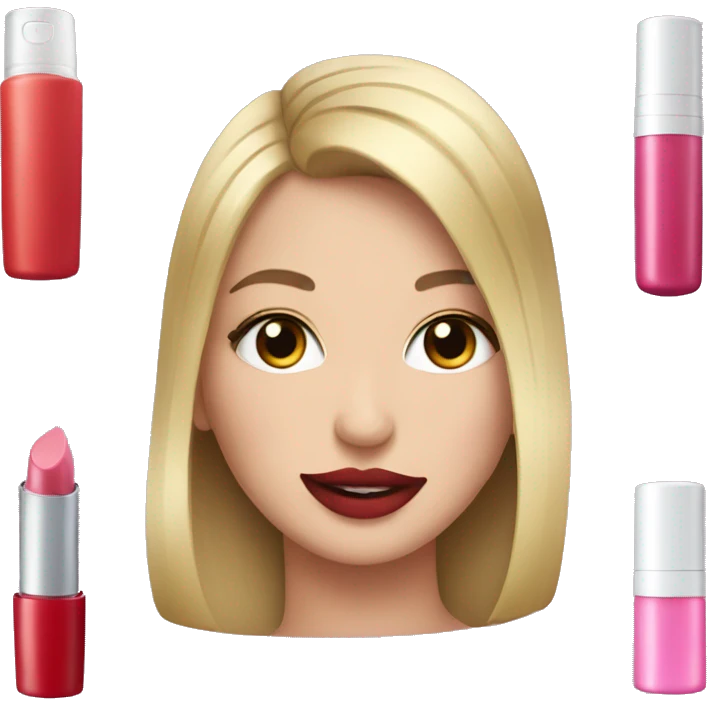 emoji of lipstick, makeup and shampoo emoji