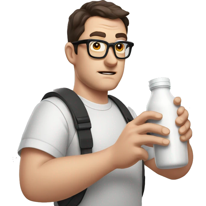 angry video game nerd holding a bottle of soylent emoji