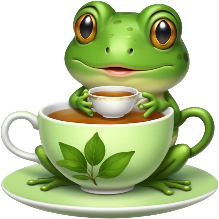 Frog sipping tea emoji