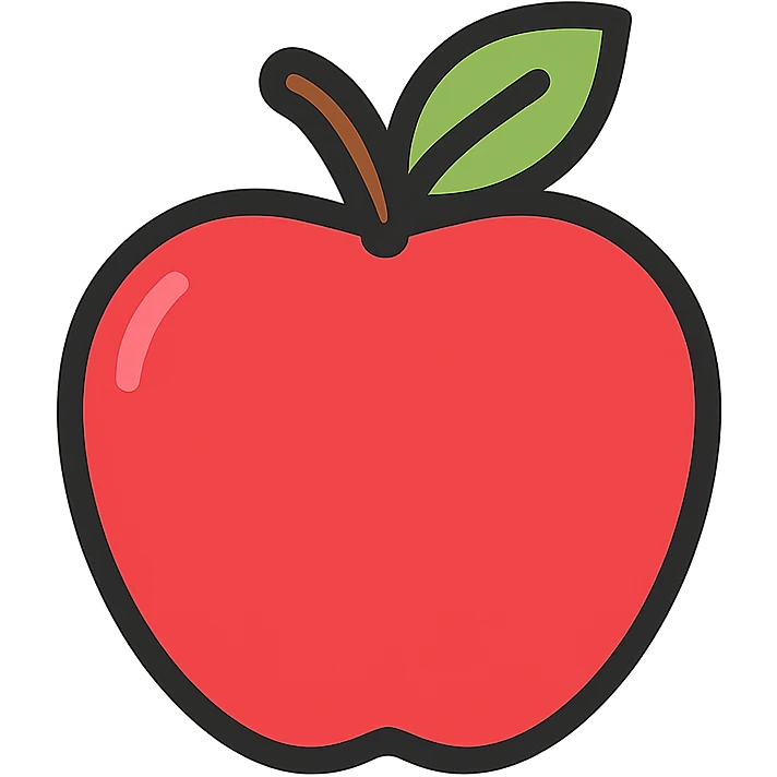 a juicy apple, vibrant and fresh, modern icon style emoji