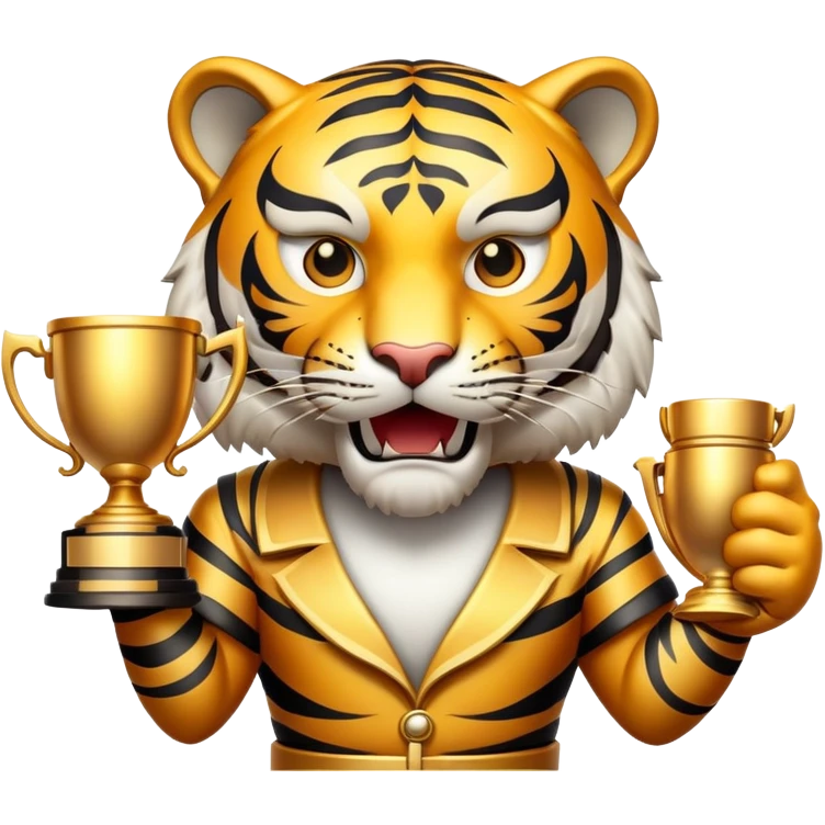 tiger face holding victory trophy cup for Twitch emote emoji