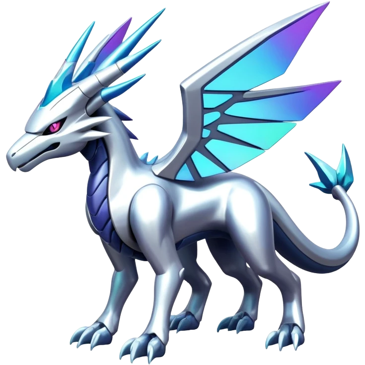 Futuristic Modern Shiny Cyber-Suicune-Dialga-Reshiram-Creature, (full body) emoji
