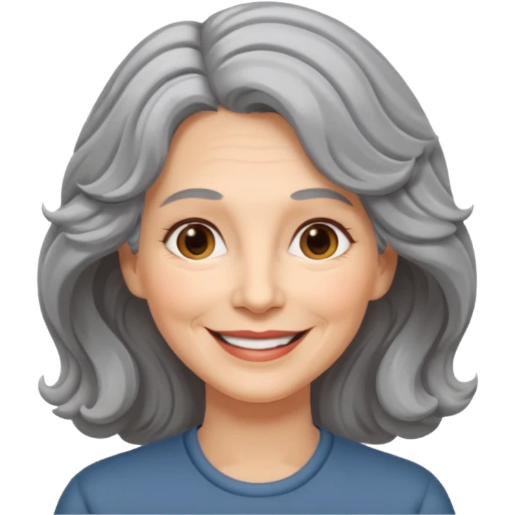 Femme 53 ans cheveux gris ondulés  emoji
