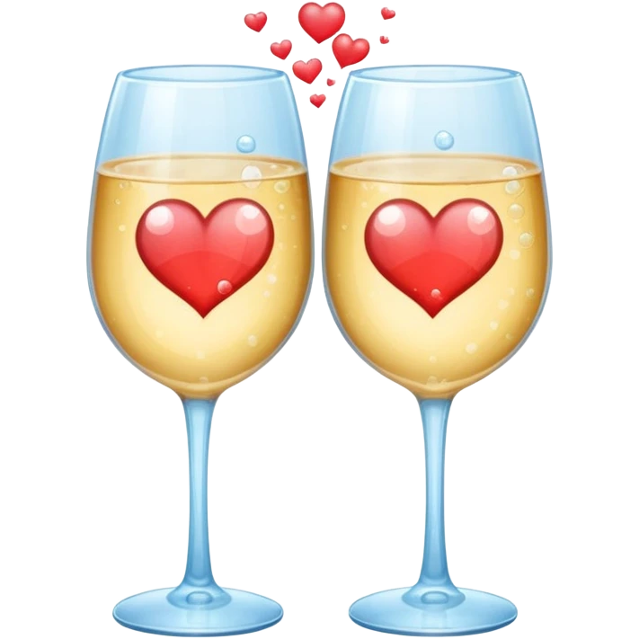 two glasses touching each other in a toast with a heart in the background emoji