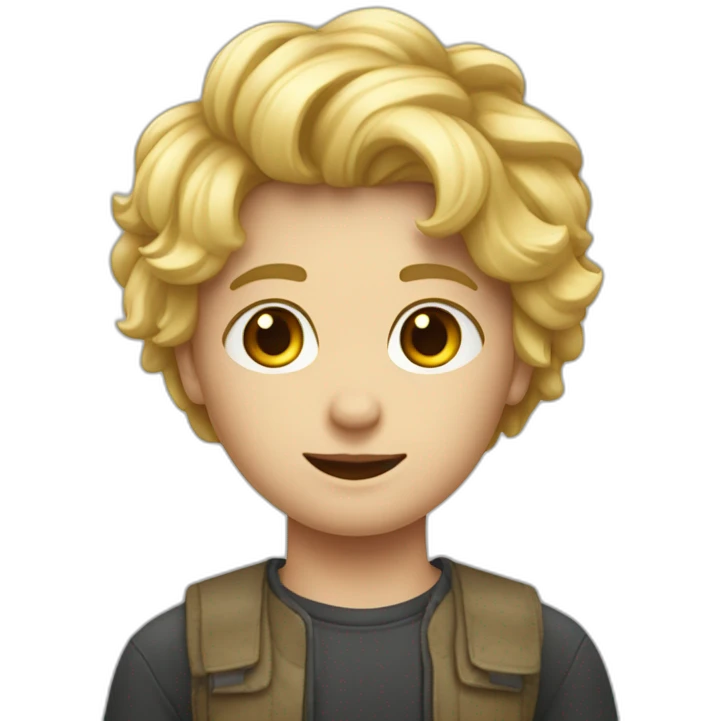 Garçon avec les cheveux blond et qui fait un cœur avec ses mains emoji