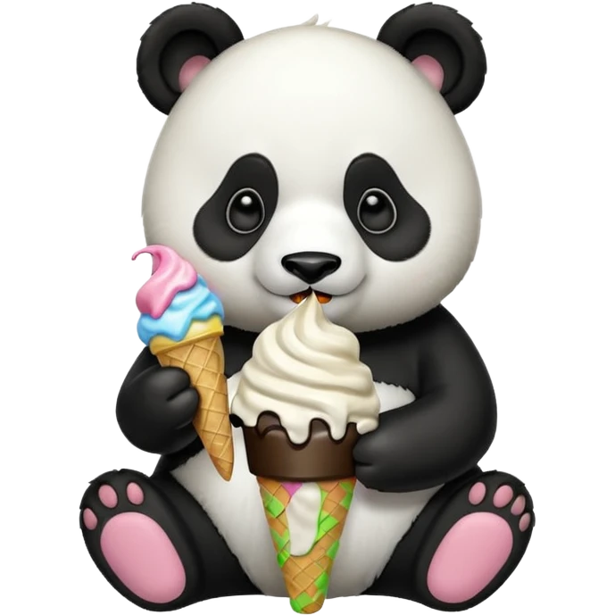 Panda eating ice cream emoji