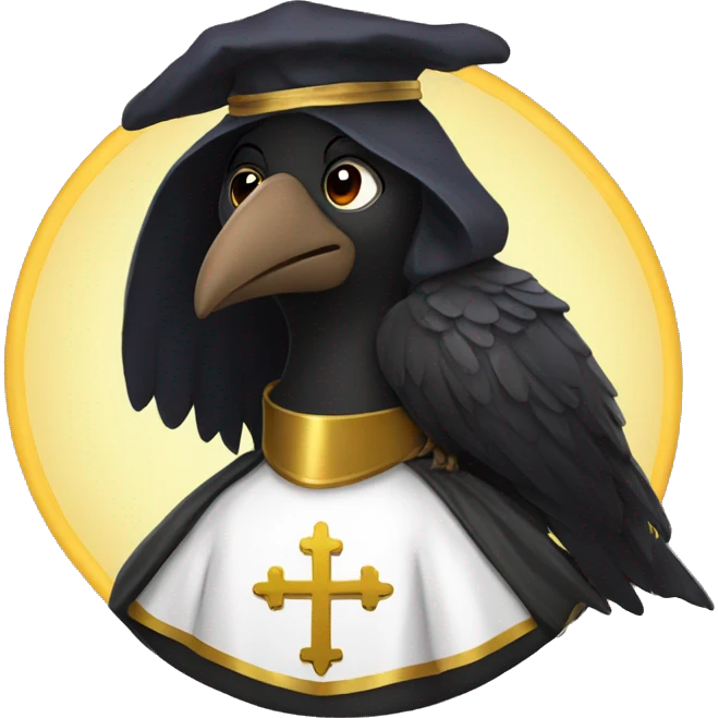 Raven with a saint halo emoji