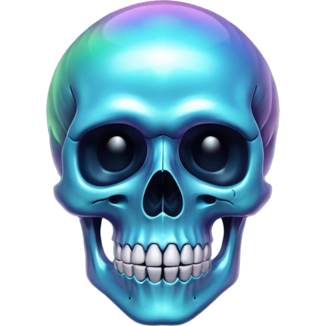 Shiny smooth glowing glossy iridescent skull emoji