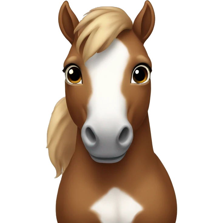 brown baby horse sitting up cute white ears and white muzzle emoji