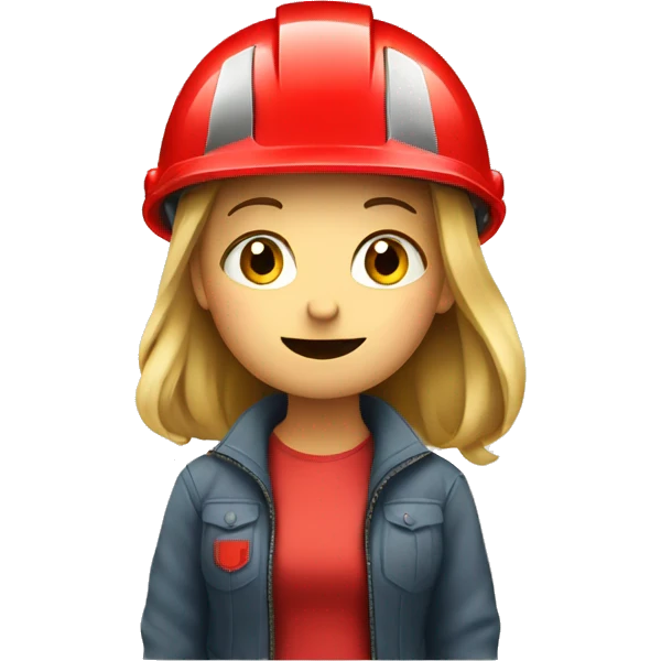 girl with red safety helmet says no emoji