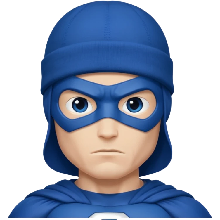 blue super hero with bannie emoji