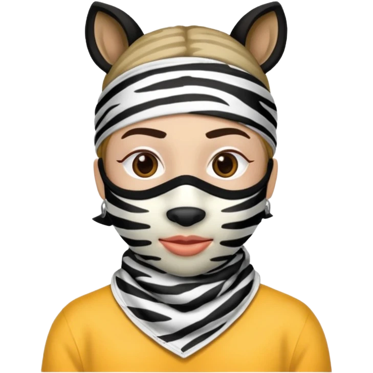 Nerd emoji with a zebra print bandana mask on emoji