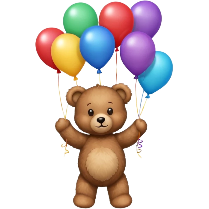 teddy bear holding balloons, birthday, cute, fluffy emoji