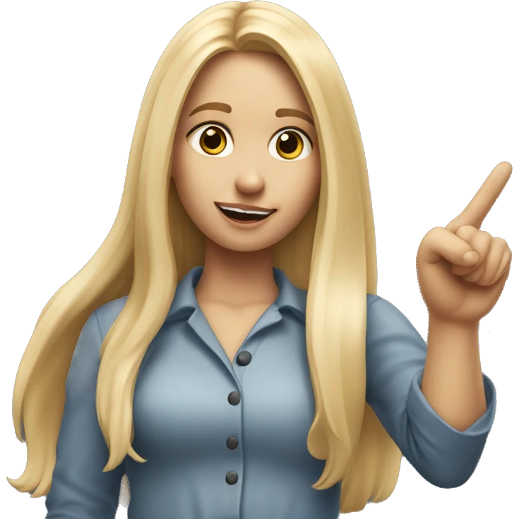 Blonde women with LONG HAIR, POINTING YOU FORWARD with her HAND with INDEX FINGER, Hyper Realistic emoji