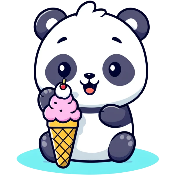 Panda eating ice cream emoji