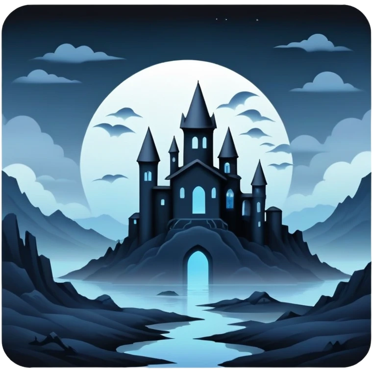 Ghostly Pastel Dark Dull Black Blue White Spectral Gloomy Dusky Dystopian Apocalyptic Aesthetic Scenery Deco emoji