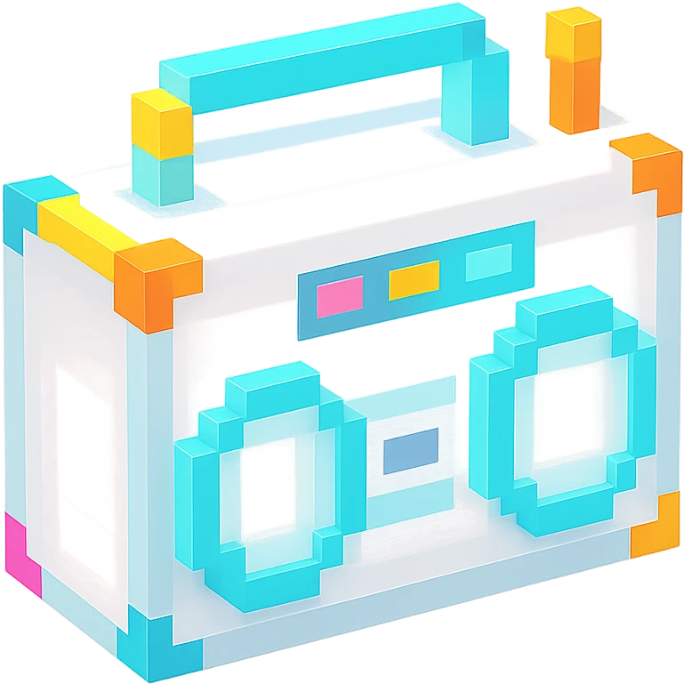 сделай белый святящейся бумбокс, no background emoji