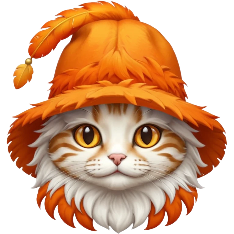 cat with orange feathered hats emoji