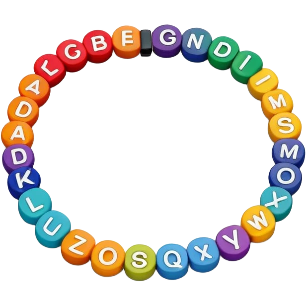 colourful alphabet flat round beaded bracelet  emoji