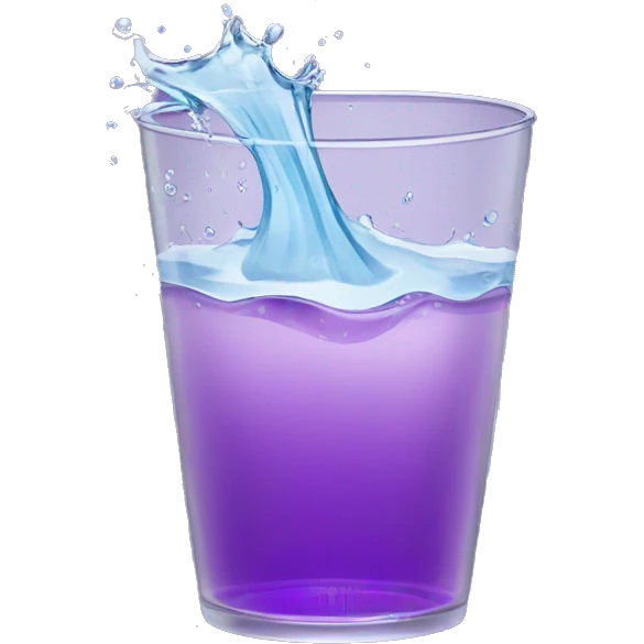 splashing glass of water in a clear purple cup emoji