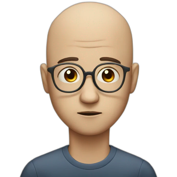 Sad bald man with glasses emoji