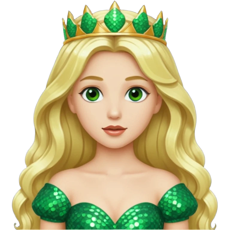 Princess Ozma from the Wizard of Oz with long blonde hair, green sequin outfit emoji