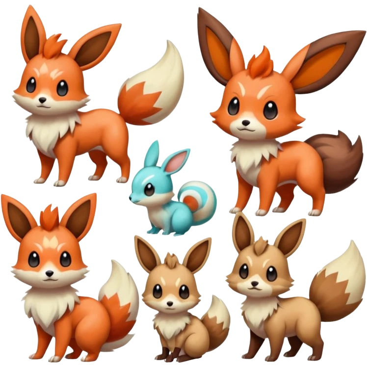 Meloetta-Flareon-Furret-Linoone-Eevee-Pokémon-Fakémon-creature emoji