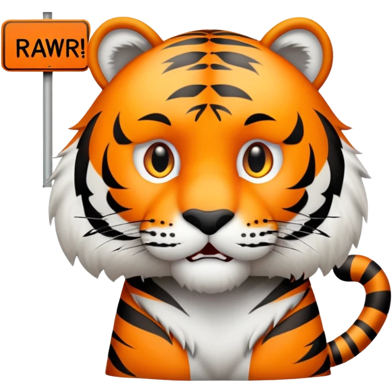 Tiger with sign that says rawrr  emoji