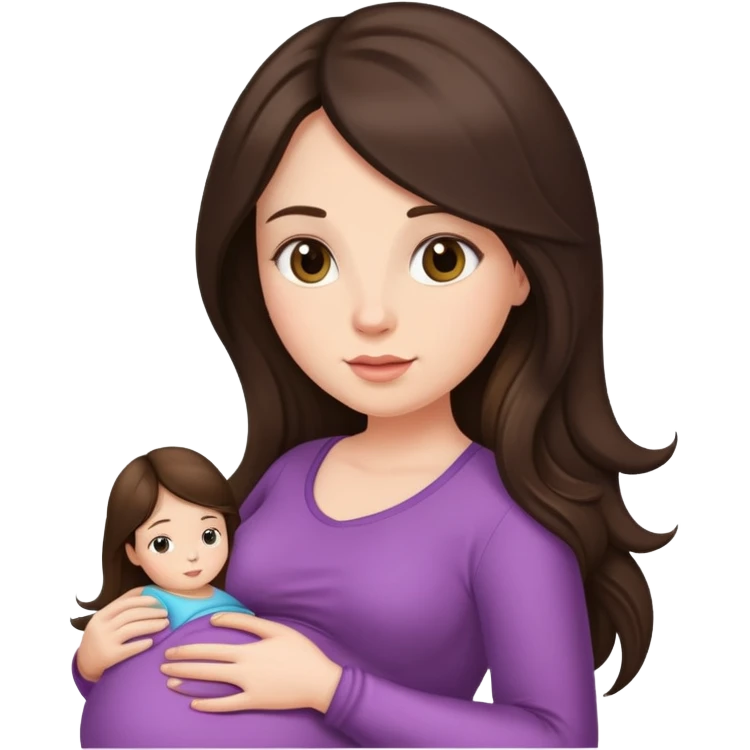 Brunette long hair lady pregnant  emoji