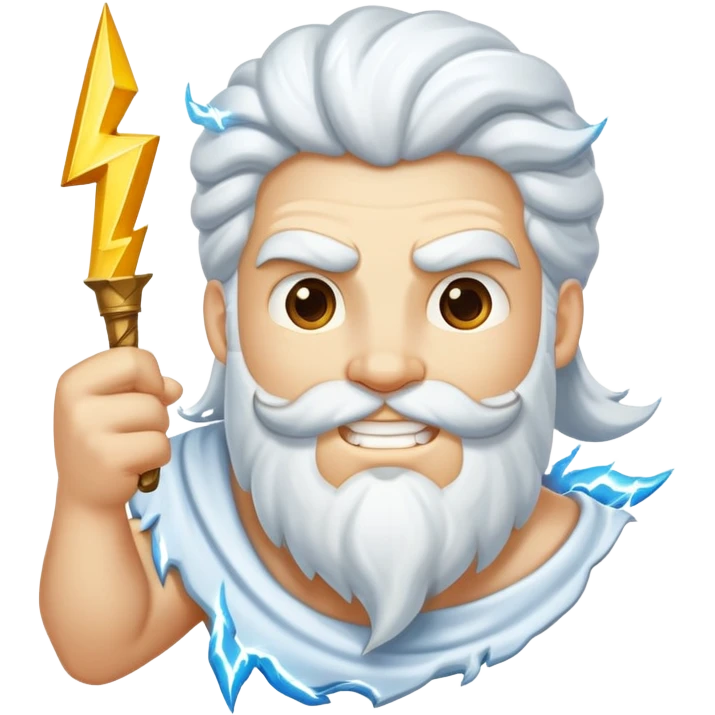 cheerful Zeus with white ice cream and lightning bolt emoji