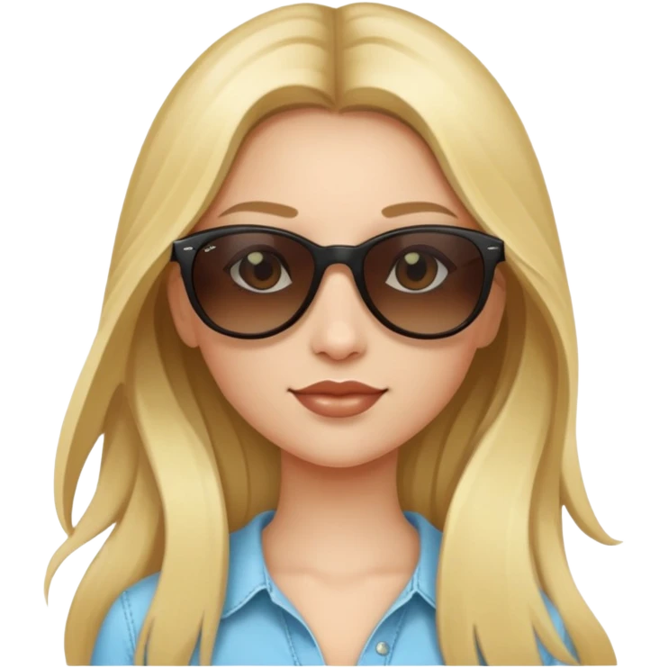 girl with long blonde hair with dark brown ray ban sunglasses emoji