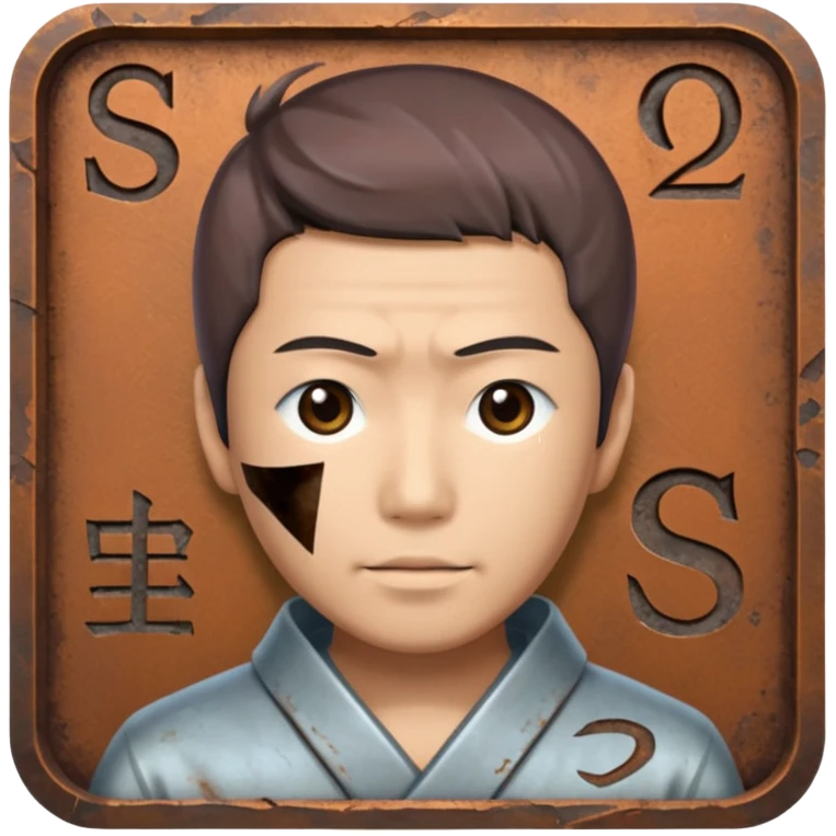 Generate a image combining a japanese guy and the letter "S", make it with correlating the lol's elos, starting from the Iron elo emoji