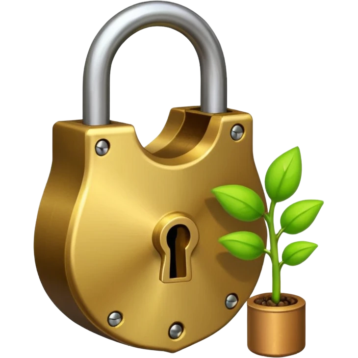 A seed germinating with a sprout sticking out of it in the shape of a pad lock with the seed being the body of the padlock and the sprout being the shackle of the padlock. But it looks more like a seed and a sprout rather than anything else emoji